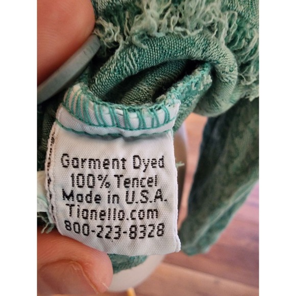 Tianello Tencel Blazer Paisley Print Green Medium Boho Fringe - Picture 7 of 7